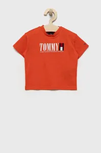 Detské bavlnené tričko Tommy Hilfiger oranžová farba, s potlačou #9071850