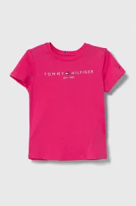 Detské bavlnené tričko Tommy Hilfiger ružová farba