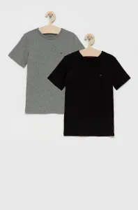 Detské bavlnené tričko Tommy Hilfiger šedá farba, jednofarebné