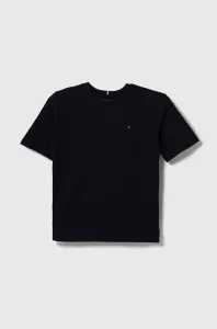 Detské bavlnené tričko Tommy Hilfiger tmavomodrá farba, jednofarebný