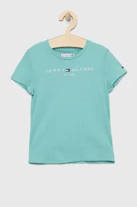 Detské bavlnené tričko Tommy Hilfiger tyrkysová farba #8290257