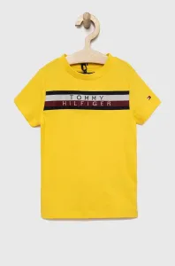 Detské bavlnené tričko Tommy Hilfiger žltá farba, s nášivkou #7964927