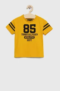 Detské tričko Tommy Hilfiger žltá farba, s potlačou