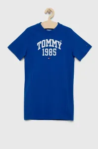 Dievčenské bavlnené šaty Tommy Hilfiger Tmavomodrá farba, mini, rovný strih #6979421