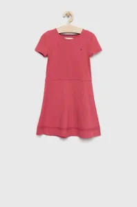 Dievčenské šaty Tommy Hilfiger ružová farba, midi, áčkový strih #6666162