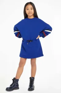 Dievčenské šaty Tommy Hilfiger tmavomodrá farba, mini, oversize