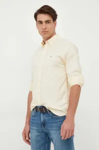 Košeľa Tommy Hilfiger pánska, béžová farba, regular, s golierom button-down #9079821