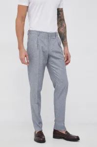 Nohavice s prímesou vlny Tommy Hilfiger pánske, šedá farba, priliehavé