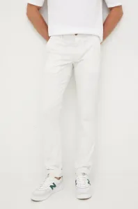 Nohavice Tommy Hilfiger pánske, biela farba, rovné #267706