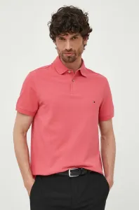 Polo tričko Tommy Hilfiger pánske, ružová farba, jednofarebné #6643475