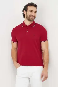 Polo tričko Tommy Hilfiger pánsky, bordová farba, jednofarebný
