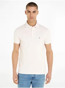 Polo tričko Tommy Hilfiger pánske, biela farba, jednofarebné