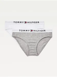 Sada dvoch dievčenských nohavičiek v bielej a šedej farbe Tommy Hilfiger