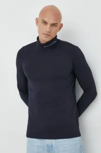 Tričko s dlhým rukávom Tommy Hilfiger pánske, tmavomodrá farba, jednofarebné #8444153