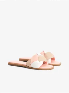 Bielo-ružové dámske kožené papuče Tommy Hilfiger #661746