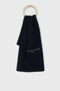 Bavlnený šál Tommy Hilfiger tmavomodrá farba, jednofarebný