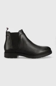 Kožené topánky chelsea Tommy Hilfiger pánske, čierna farba #8406007