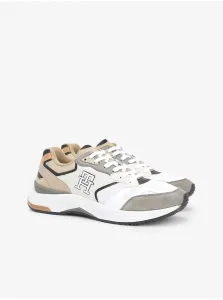 Béžovo-biele pánske tenisky s koženými detailmi Tommy Hilfiger Modern Prep Sneaker #5736071