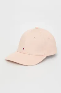 Bavlnená čiapka Tommy Hilfiger ružová farba, jednofarebná