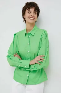 Bavlnená košeľa Tommy Hilfiger dámska, zelená farba, regular, s klasickým golierom #6984645