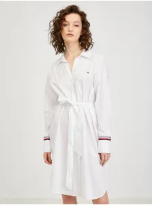 Bavlnené šaty Tommy Hilfiger biela farba, mini, rovný strih #2585630