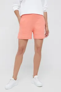 Bavlnené šortky Tommy Hilfiger dámske, oranžová farba, jednofarebné, vysoký pás #7353734