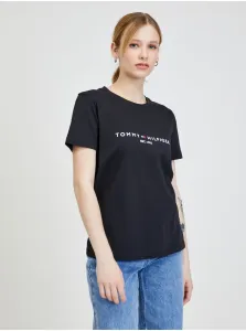 Bavlnené tričko Tommy Hilfiger čierna farba, WW0WW31999