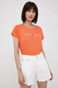 Bavlnené tričko Tommy Hilfiger oranžová farba, #231999