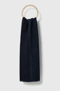 Bavlnený šál Tommy Hilfiger tmavomodrá farba, vzorovaný #8767401