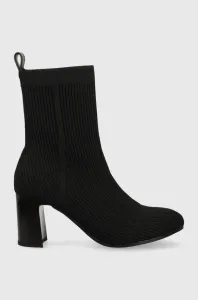 Členkové topánky Tommy Hilfiger FEMININE ESSENTIAL KNIT dámske, čierna farba, na podpätku, FW0FW07405 #9080100