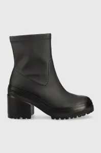Členkové topánky Tommy Jeans Tommy Jeans Heeled Boot dámske, čierna farba, na podpätku,