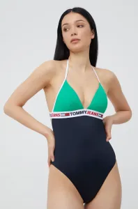 Jednodielne plavky Tommy Hilfiger zelená farba, jemne vystužený košík