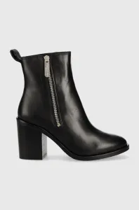 Kožené členkové topánky Tommy Hilfiger Zip High Heel Boot dámske, čierna farba, na podpätku, #8368474