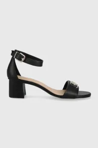 Kožené sandále Tommy Hilfiger dámske, čierna farba, na podpätku #224899