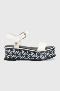 Kožené sandále Tommy Hilfiger NEW ARTISANAL FLATFORM dámske, biela farba, na platforme #7529506