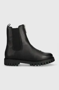 Kožené topánky chelsea Tommy Hilfiger Zip Boot dámske, čierna farba, na plochom podpätku, #8588936