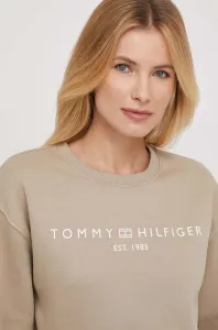 Mikina Tommy Hilfiger dámska, béžová farba, s potlačou, WW0WW39791