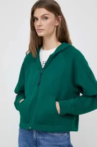 Mikina Tommy Hilfiger dámska, zelená farba, s kapucňou, jednofarebná