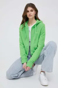 Mikina Tommy Hilfiger dámska, zelená farba, s kapucňou, jednofarebná #8676350