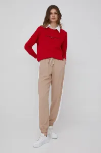 Nohavice Tommy Hilfiger dámske, béžová farba, jednofarebné #5657206