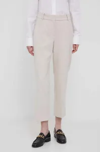 Nohavice Tommy Hilfiger dámske, béžová farba, rovné, vysoký pás #8751527