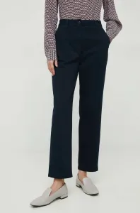 Nohavice Tommy Hilfiger dámske, tmavomodrá farba, rovné, vysoký pás #8804613