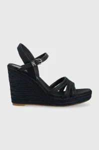 Sandále Tommy Hilfiger ESSENTIAL BASIC WEDGE SANDAL dámske, tmavomodrá farba, na kline, FW0FW07220