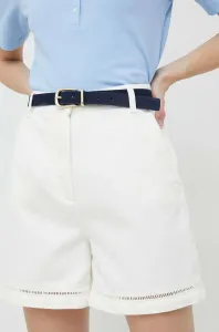 Šortky Tommy Hilfiger dámske, biela farba, jednofarebné, vysoký pás