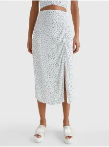 Biela dámska vzorovaná midi sukňa s rozparkom Tommy Jeans #216418