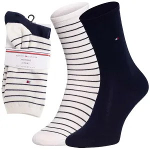Tommy Hilfiger WOMEN SOCK 2P SMALL STRIPE Dámske ponožky, tmavo modrá, veľkosť 35-38