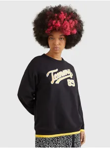 Mikina Tommy Jeans dámska, čierna farba, s nášivkou #573595