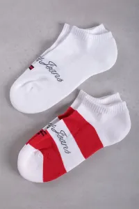 Červeno-biele členkové ponožky Sneaker Rugby - dvojbalenie #9319009