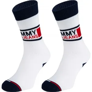 Tommy Hilfiger UNISEX TOMMY JEANS SOCK 2P Unisex ponožky, biela, veľkosť 39 - 42