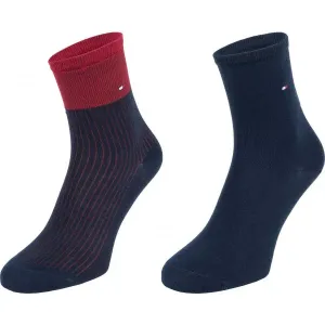 Tommy Hilfiger WOMEN 2P TENCEL SHORT SOCK COLORBLOCK Dámske ponožky, tmavo modrá, veľkosť